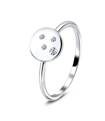 CZ Silver Ring Cricle Shape NSR-2811